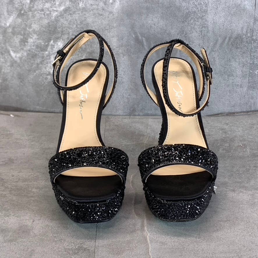 BLUE By Betsey Johnson Women's Black Beth Rhinestone Platform Sandals SZ 7