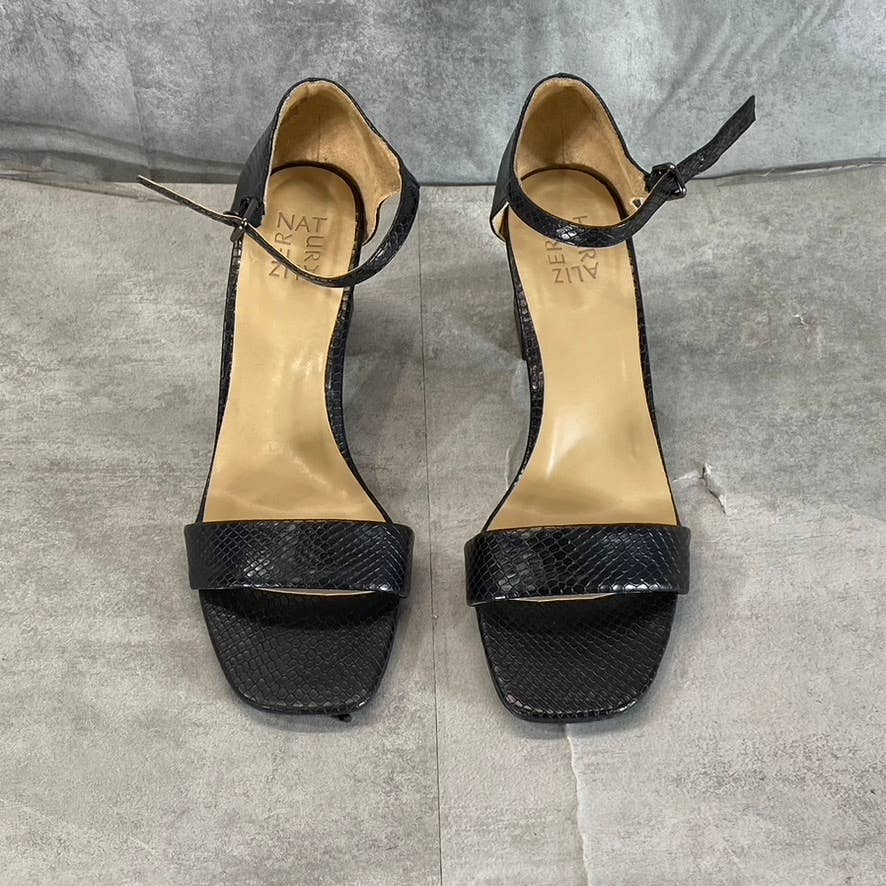 NATURALIZER Women's Black Snake Rayner Ankle-Strap Block-Heel Sandals SZ 11