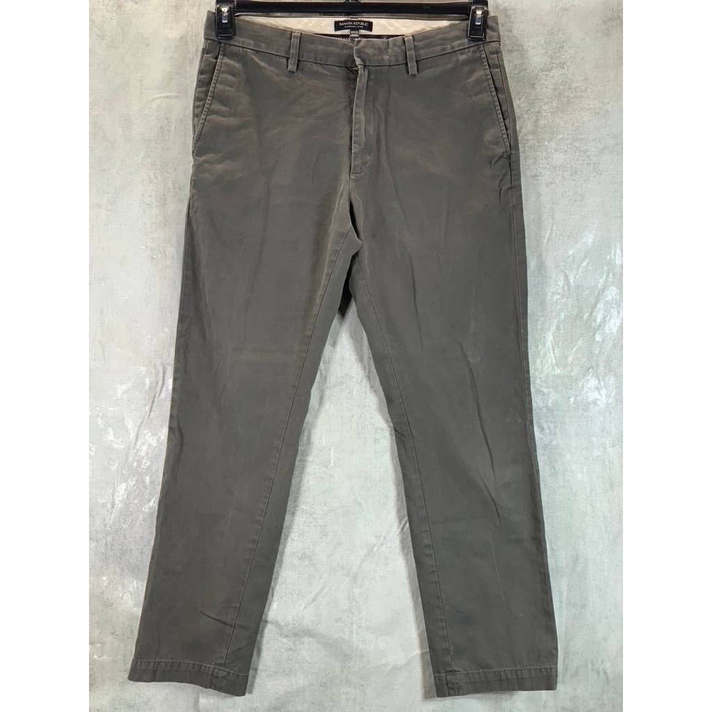 BANANA REPUBLIC Men's Gray Straight-Fit Emerson Stretch Chino Pants SZ 33X32