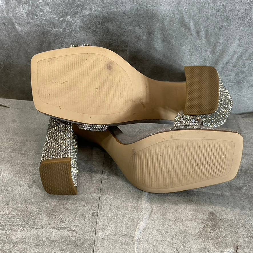 STEVE MADDEN Women's Silver Rhinestone Tiaa Two-Piece Dress Sandals SZ 6