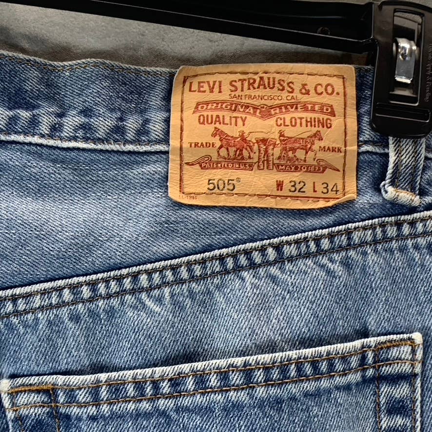 LEVI'S Men's Light Wash 505 Regular-Fit Straight-Leg Denim Jeans SZ 32X34