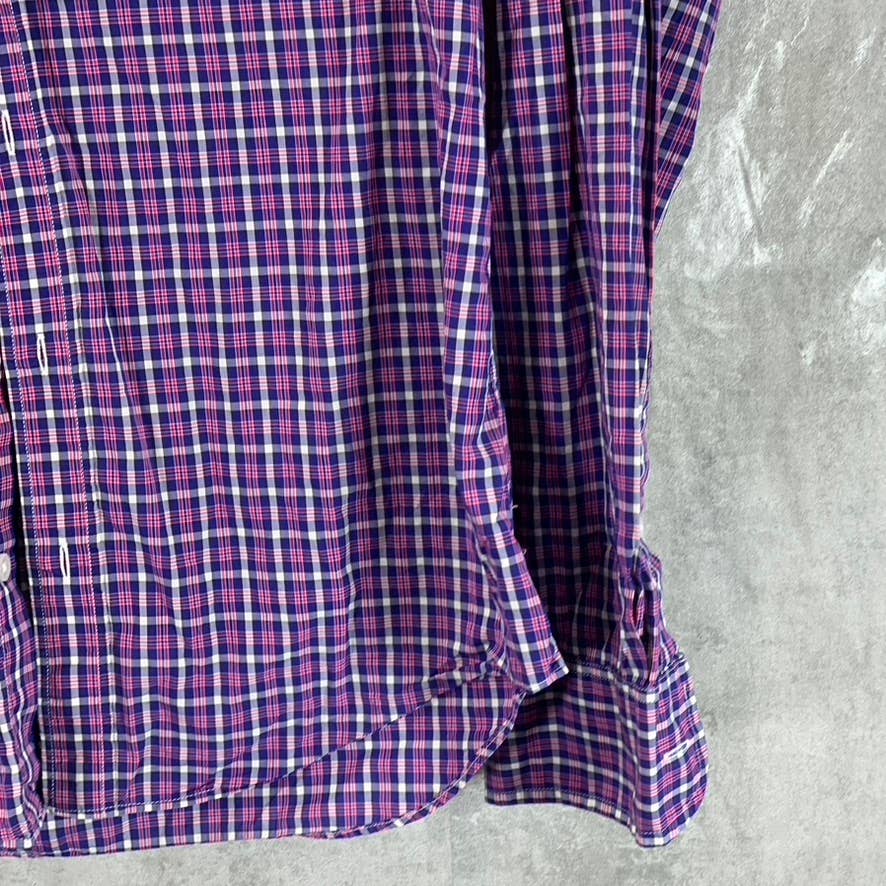 J.CREW Men's Blue/Red Gingham Slim-Fit Lightweight Button-Up Shirt SZ M