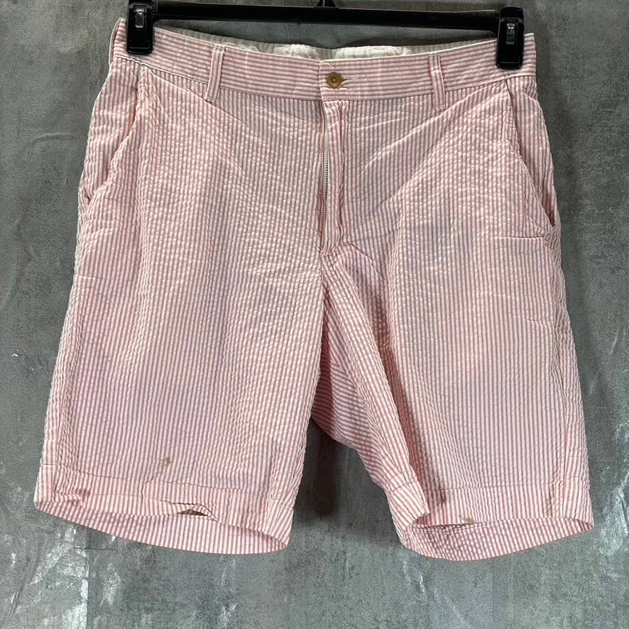 BILLS KHAKIS Men's Red Pinstripe Seersucker Cotton Classic-Fit Parker Short SZ33