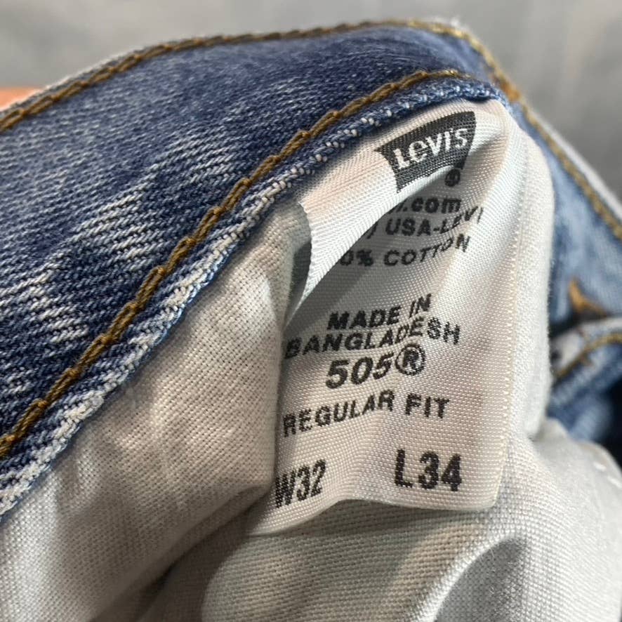 LEVI'S Men's Light Wash 505 Regular-Fit Straight-Leg Denim Jeans SZ 32X34
