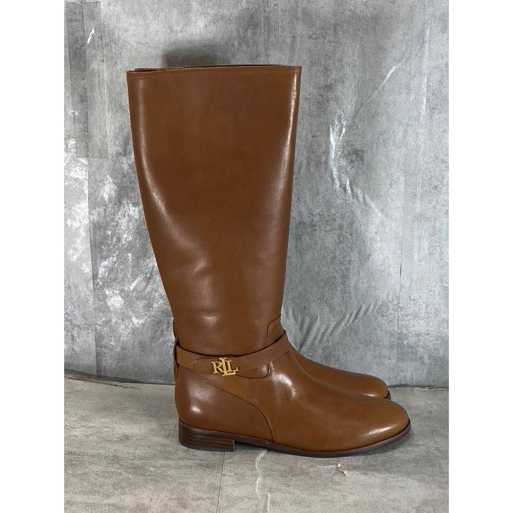 LAUREN RALPH LAUREN Women's Brown Leather Brittaney Buckle Riding Boots SZ 9.5