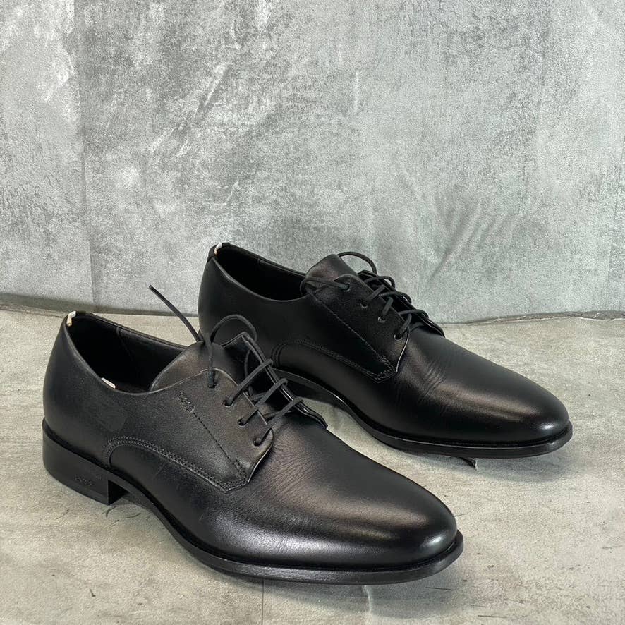 BOSS By Hugo Boss Men's Black Leather Colby Lace-Up Derby Dress Shoes SZ 7.5