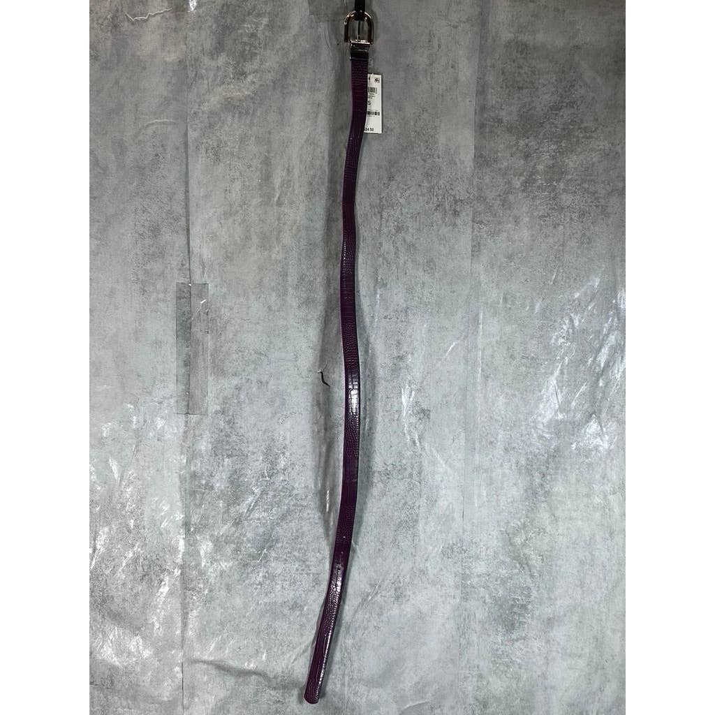 INC INTERNATIONAL CONCEPTS Women's Black/Purple Embossed-Solid Reversible Belt