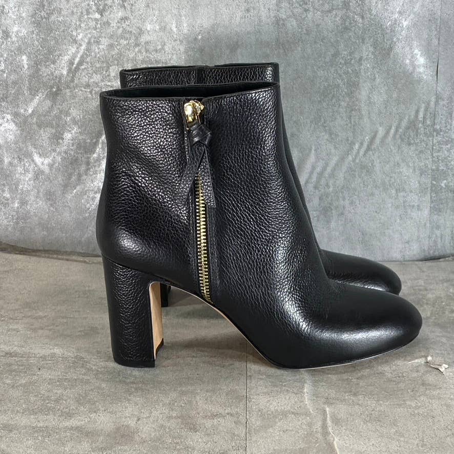 KATE SPADE Women's Black Leather Knott Zip Round-Toe Ankle Boots SZ 7.5