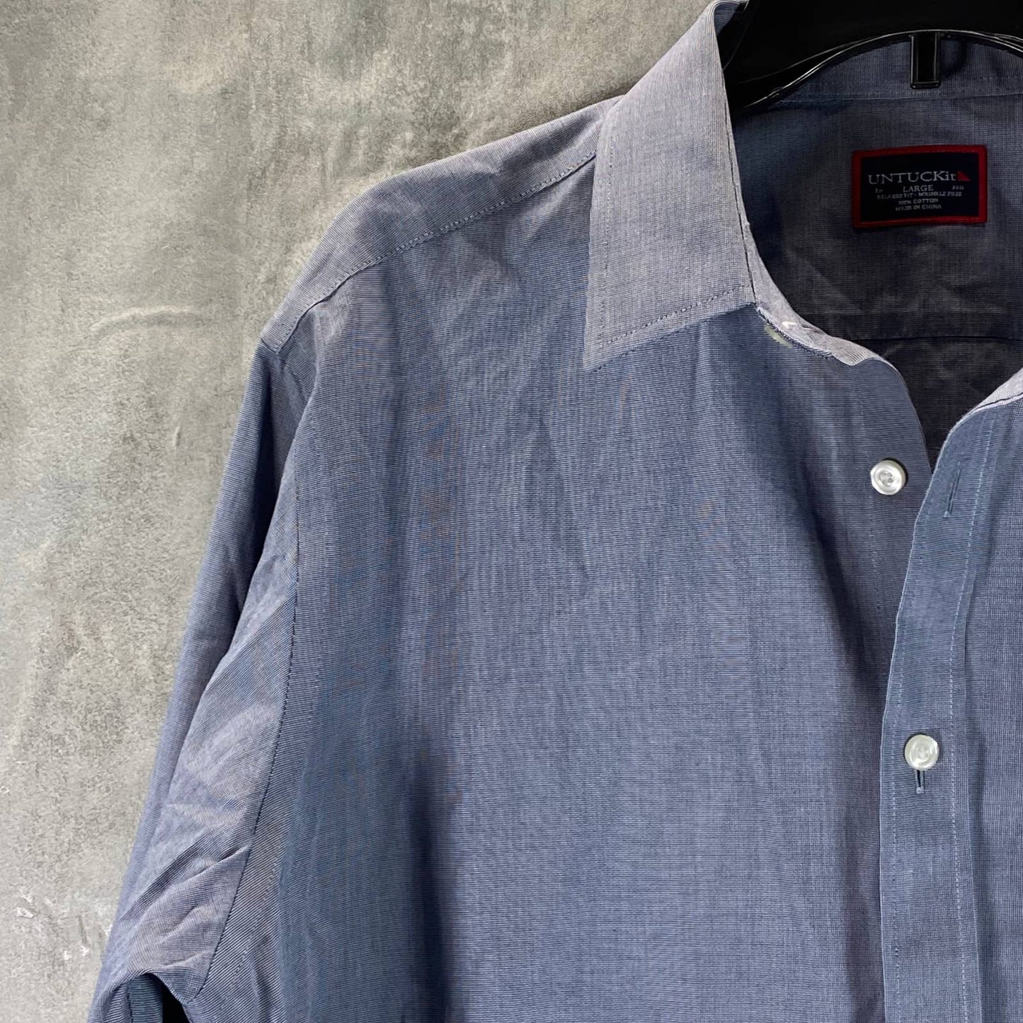 UNTUCKIT Men's Navy Relaxed-Fit Oroville Button-Up Long-Sleeve Shirt L