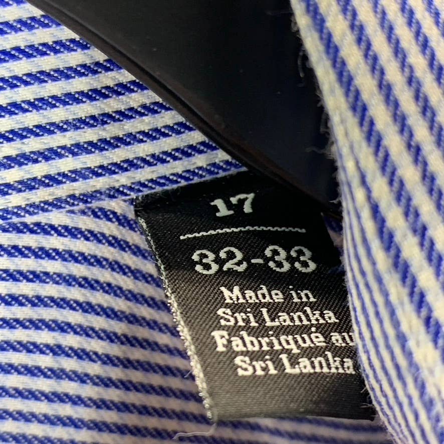 NORDSTROM MEN'S SHOP Men's Blue Pinstripe Trim-Fit Dress Shirt SZ 17 32/33