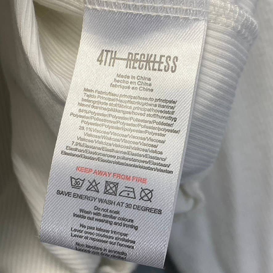 4TH & RECKLESS Women's White Plain Robyn Rib Scoopneck V-Back Knit Top SZ L
