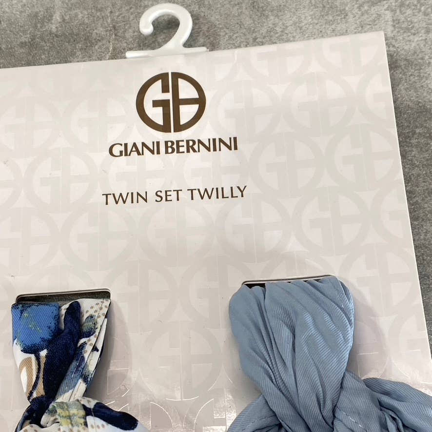 GIANI BERNINI Women's Neutral Blue Logo Floral & Solid Twin Set Twilly Scarves