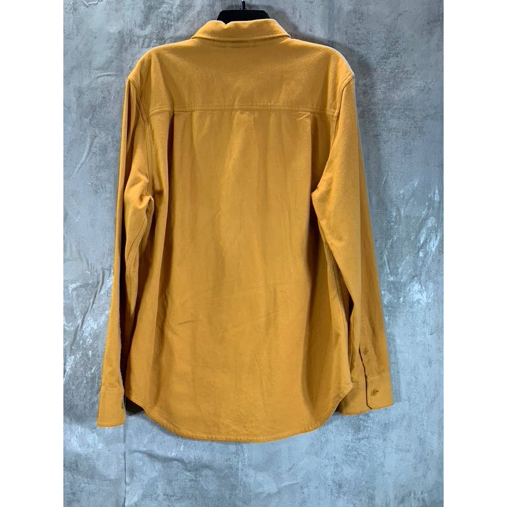 UNITED BY BLUE Men's Camel Solid Button-Up Flannel Long-Sleeve Shirt SZ L