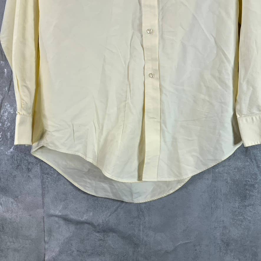 LANDS' END Men's Beige Supima Hyde Park Button-Up Long-Sleeve Shirt SZ 16.5-33