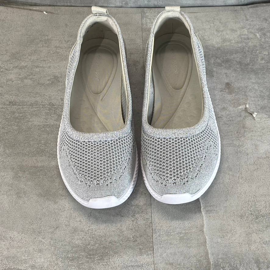 EASY SPIRIT Women's Silver Knit Mesh Glitz 2 Casual Slip-On Walking Shoes SZ 9