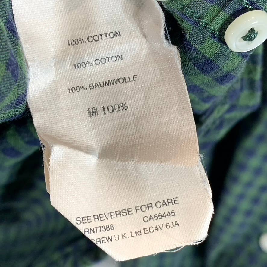 J.CREW Men's Green/Blue Gingham Classic-Fit Button-Up Shirt SZ M