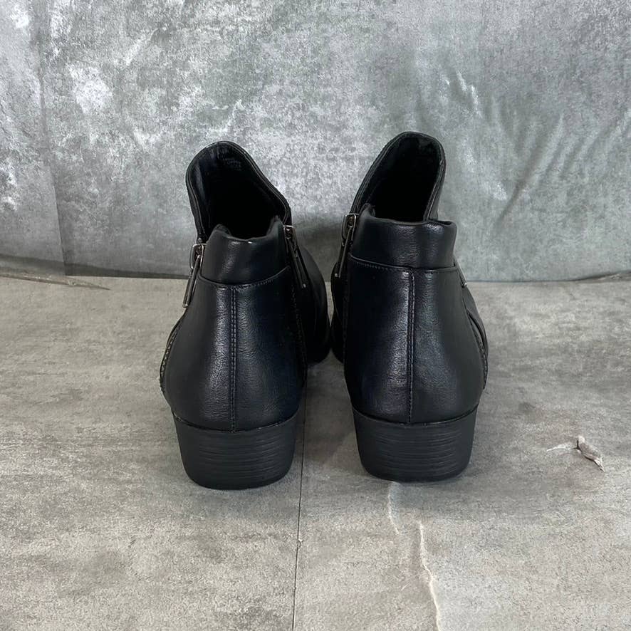 SUN+STONE Women's Black Abby Double-Zip Memory Foam Block-Heel Booties SZ 6