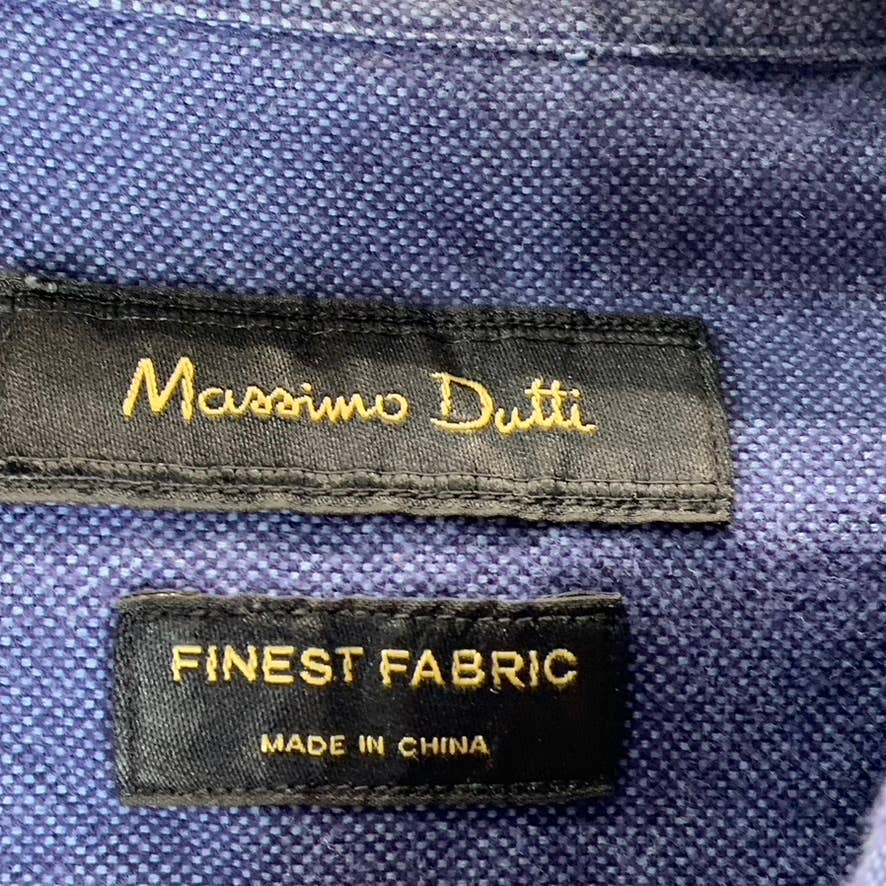 MASSIMO DUTTI Men's Navy Regular-Fit Button-Up Long Sleeve Shirt SZ M