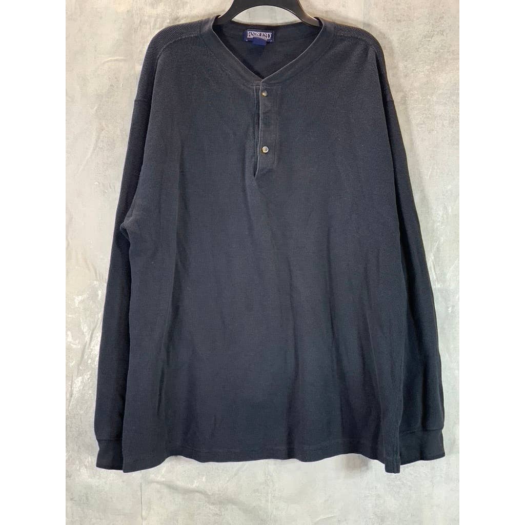 LANDS' END Men's Navy Regular-Fit Henley Long-Sleeve Shirt SZ XL