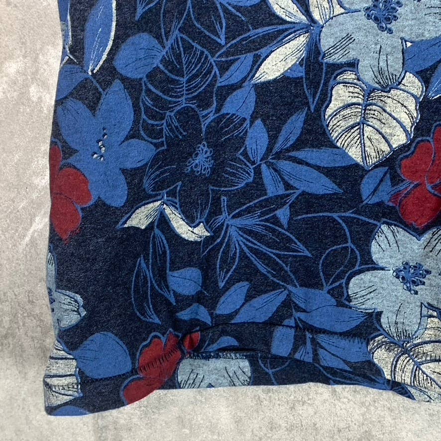 GOODFELLOW & CO Men's Navy Floral Standard-Fit Crewneck Patch Pocket T-Shirt SZL