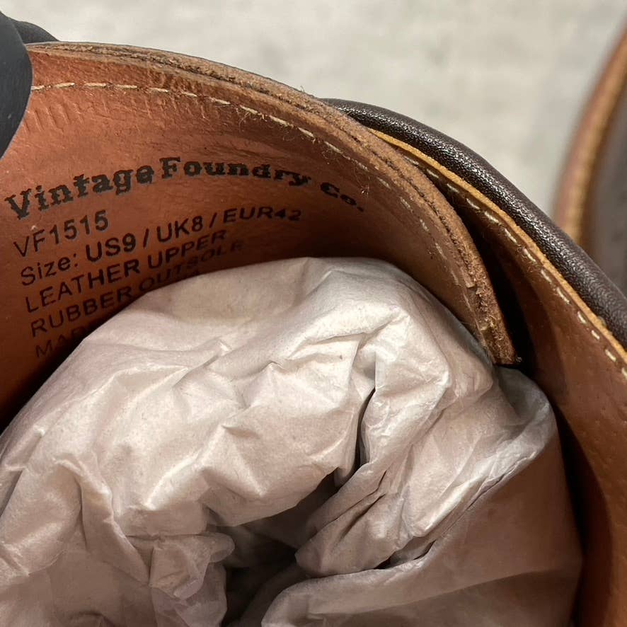 VINTAGE FOUNDRY CO. Men's Brown Clark Wingtip Lace-Up Oxford Shoes SZ 9
