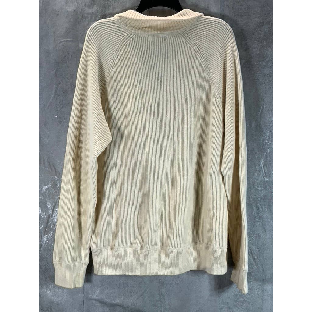 POLO JEANS CO. Men's Vintage Ivory Rib Knit Quarter-Zip Pullover Sweater SZ XL
