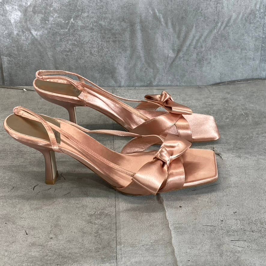 JEFFREY CAMPBELL Women's Natural Satin Take A Bow Square-Toe Slingback Sandals