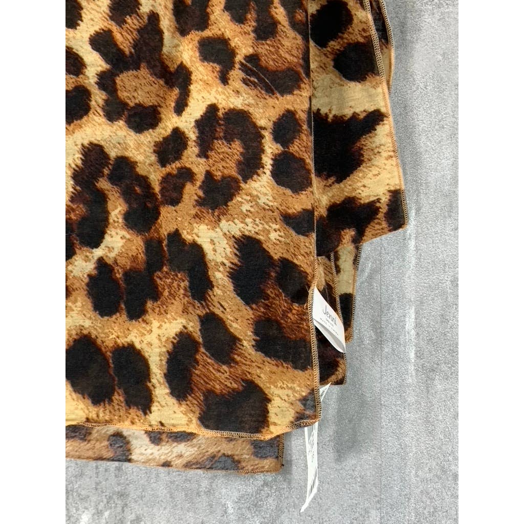 JENNI Women's Coj Brown Animal-Print Jersey Wrap Scarf SZ OS