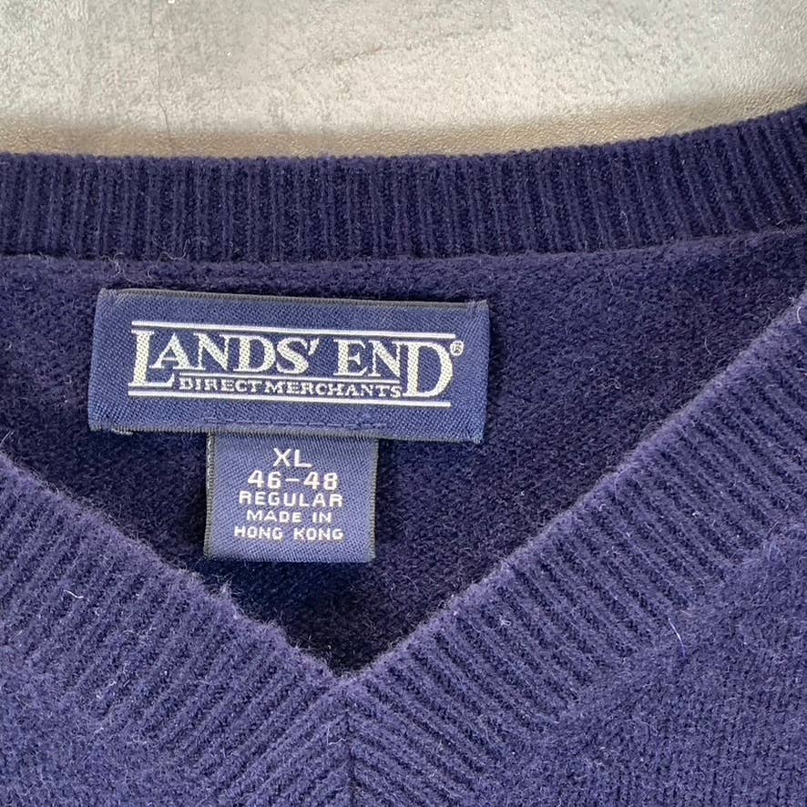 LANDS' END Men's Navy Regular-Fit V-Neck Pullover Sweater SZ XL