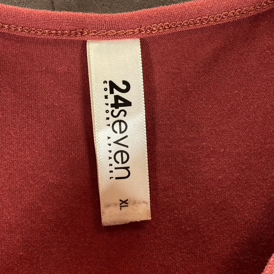 24SEVEN Comfort Apparel Woman's Brick Crewneck Long-Sleeve Pocket Dress SZ XL