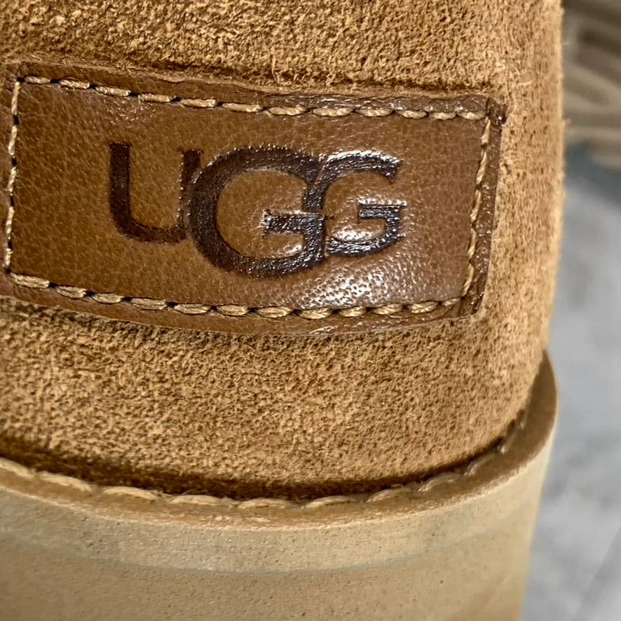 UGG Women's Chestnut Suede Classic Zip Short Round-Toe Pull-On Boots SZ 7