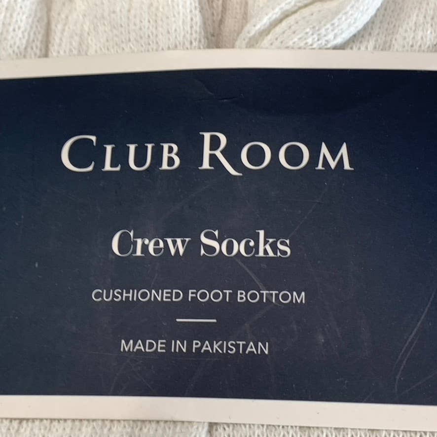 CLUB ROOM Men's White Multi Striped 8-Pack Crew Socks SZ 10-13