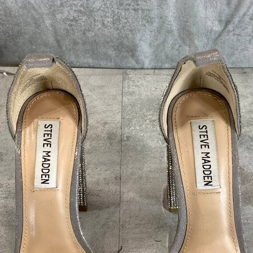 STEVE MADDEN Women's Silver Rhinestone Tiaa Two-Piece Dress Sandals SZ 6