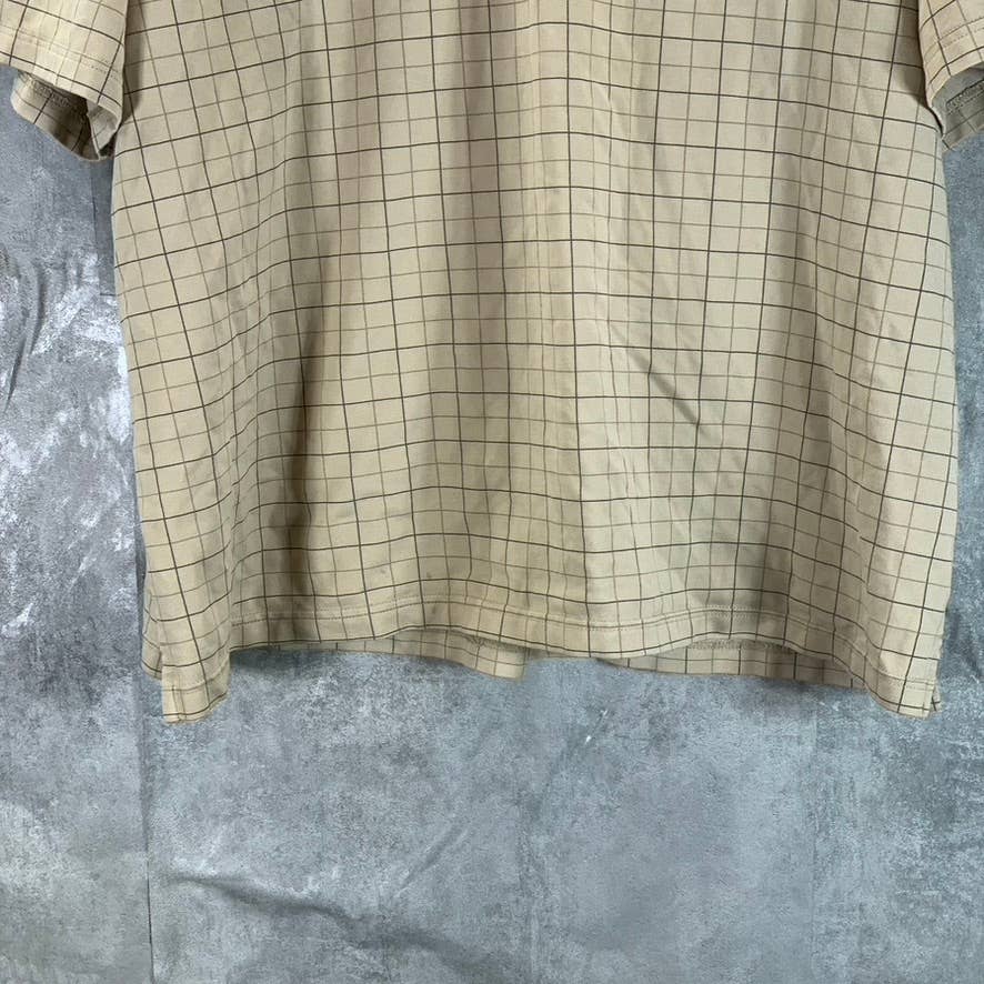 GEOFFREY BEENE Men's Tan Plaid Short-Sleeve Golf Polo SZ 2XL