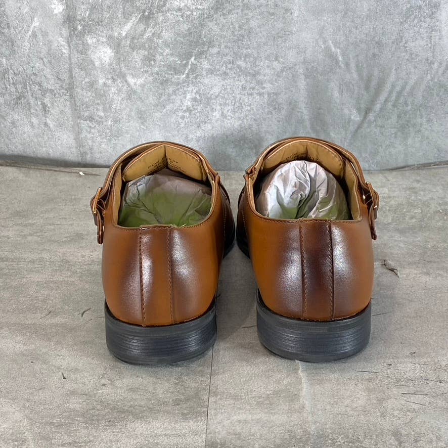 VANCE CO. Men's Tan Atticus Monk Strap Slip-On Cap-Toe Dress Shoes SZ 9.5