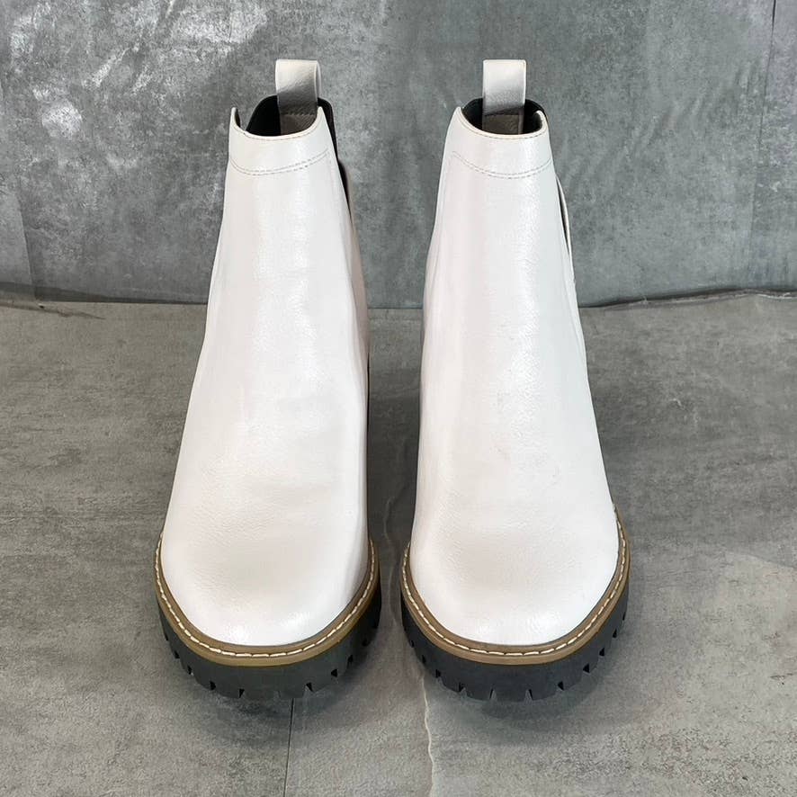 DV By Dolce Vita Women's White Faux-Leather Rielle Pull-On Platform Boots SZ 9