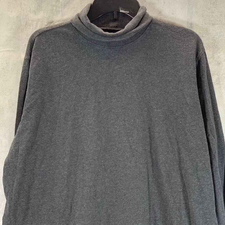 LANDS' END Men's Dark Charcoal Heather Super-T Turtleneck T-Shirt SZ L