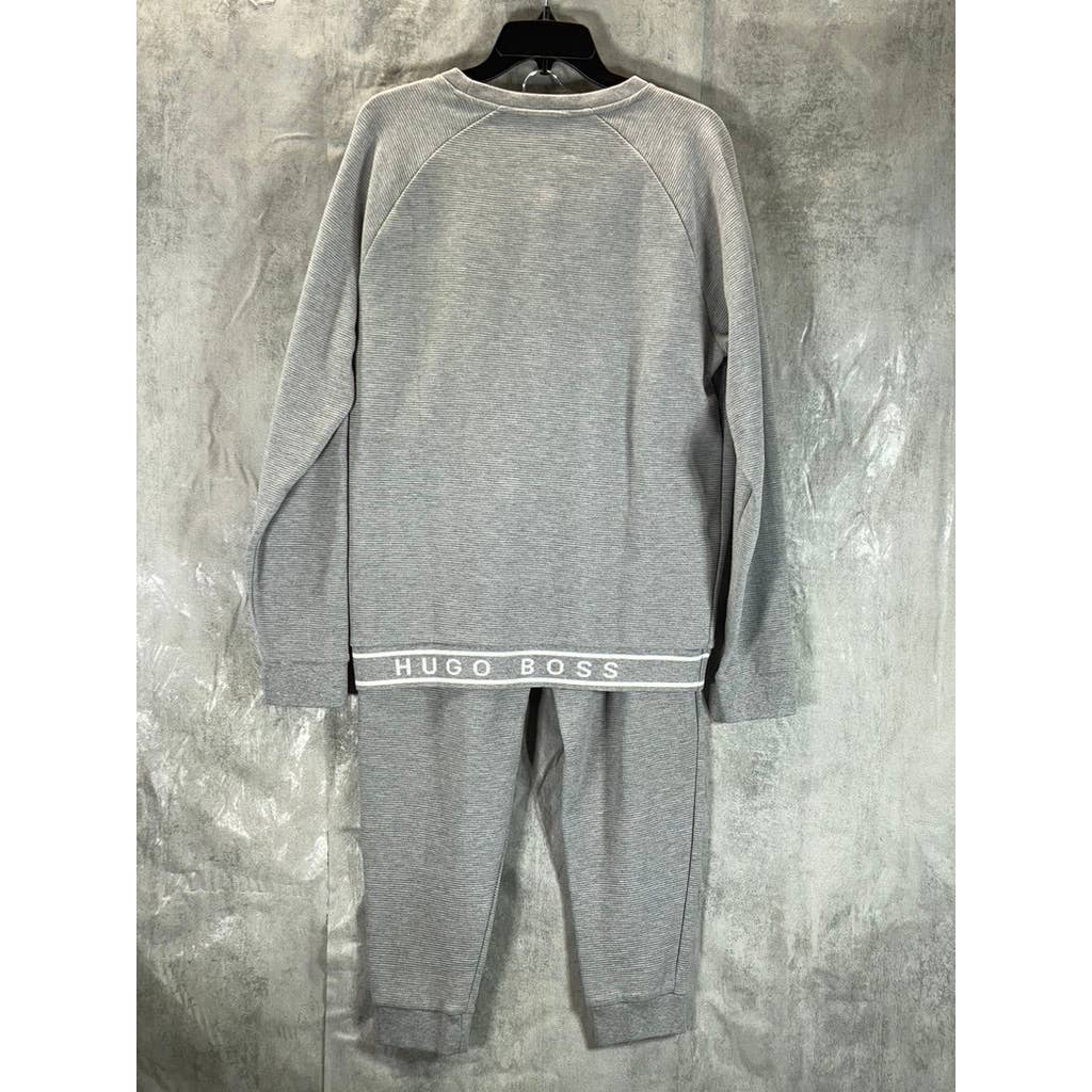 HUGO BOSS Women's Gray Bodywear Waffle Texture Logo Waistband Lunge Set SZ M