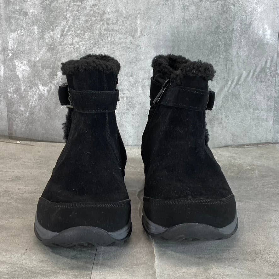 EASY SPIRIT Women's Black Faux-Fur Seelk Round-Toe Side-Zip Ankle Boots SZ 8.5