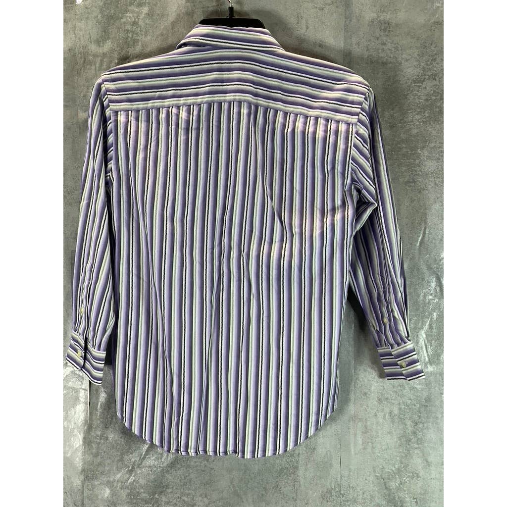 THOMAS DEAN Boy's Purple/White Multi Stripe Button-Down Shirt SZ 8(S)