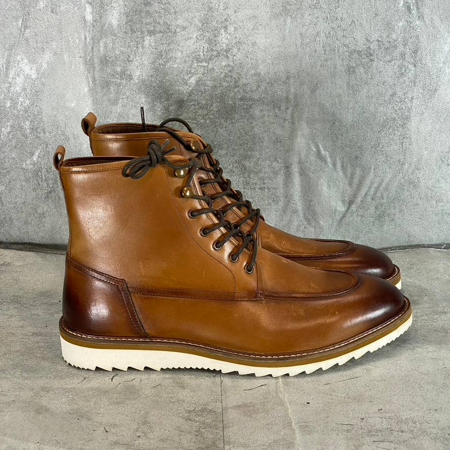 THOMAS & VINE Men's Cognac Leather Mitchell Lace-Up Ankle Boot SZ 10.5