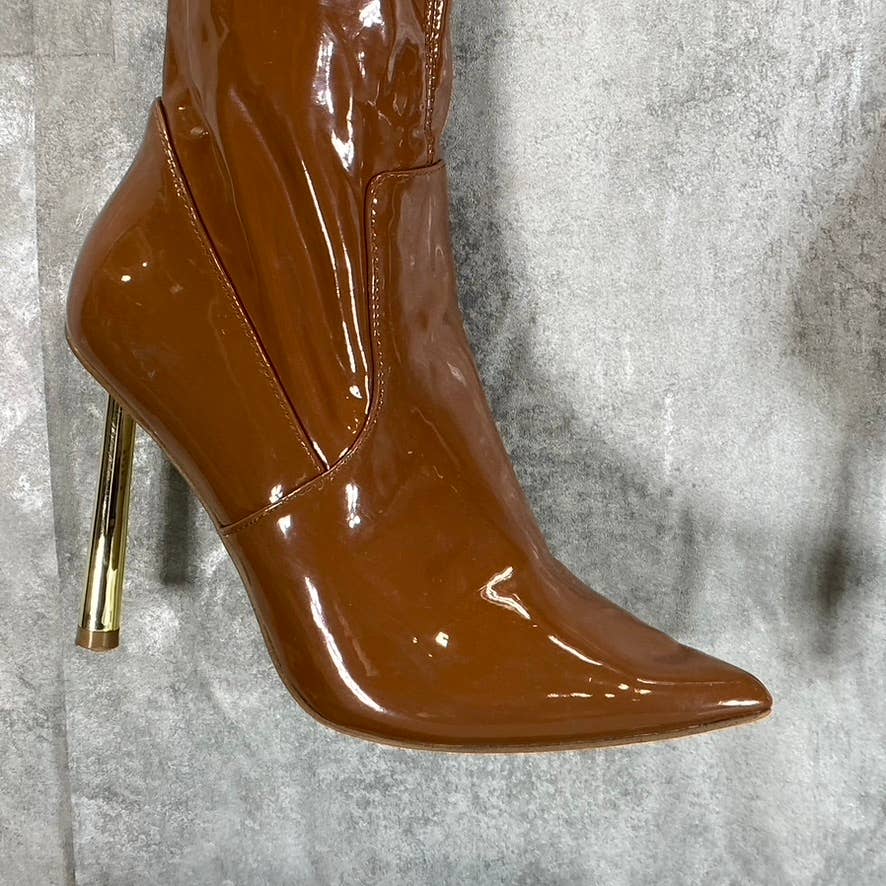 STEVE MADDEN Women's Cognac Vivee Over-The-Knee Pointed-Toe Heeled Boots SZ 8.5
