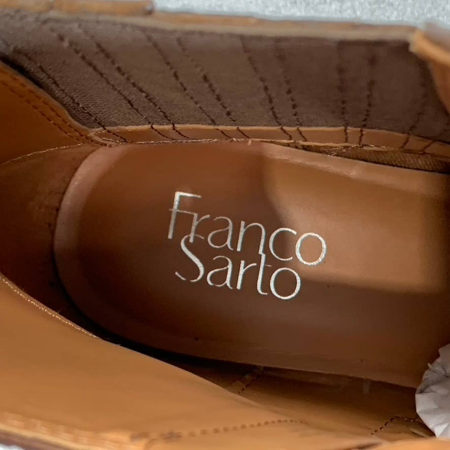 FRANCO SARTO Women's Brown Leather Linc Side-Zip Almond-Toe Booties SZ 10