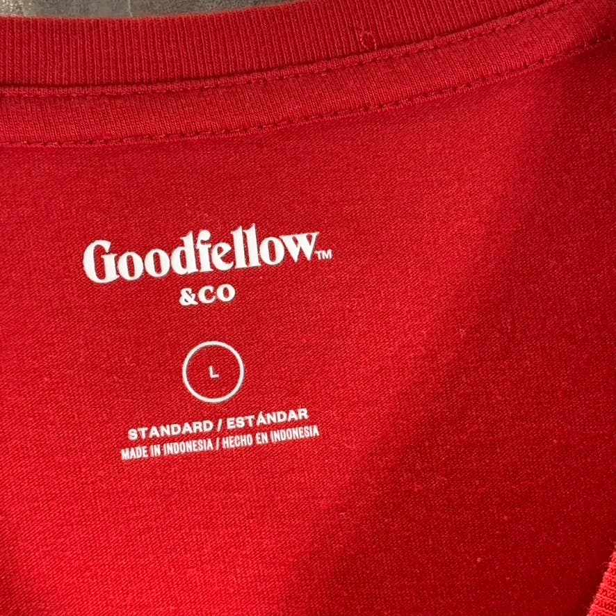 GOODFELLOW & CO Men's Red Crewneck Standard Fit Short-Sleeve T-Shirt SZ L