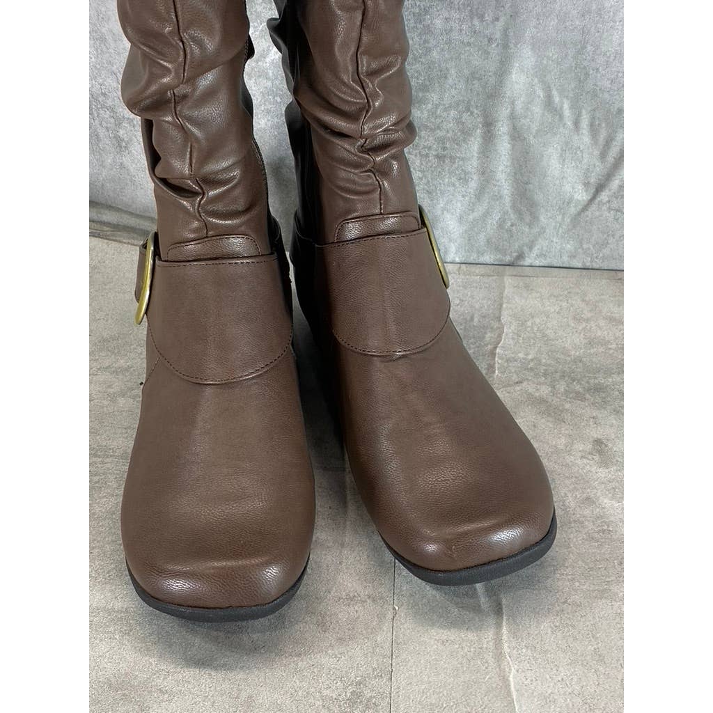 JOURNEE COLLECTION Women's Brown Faux-Leather Paris Side-Zip Tall Boots SZ 10