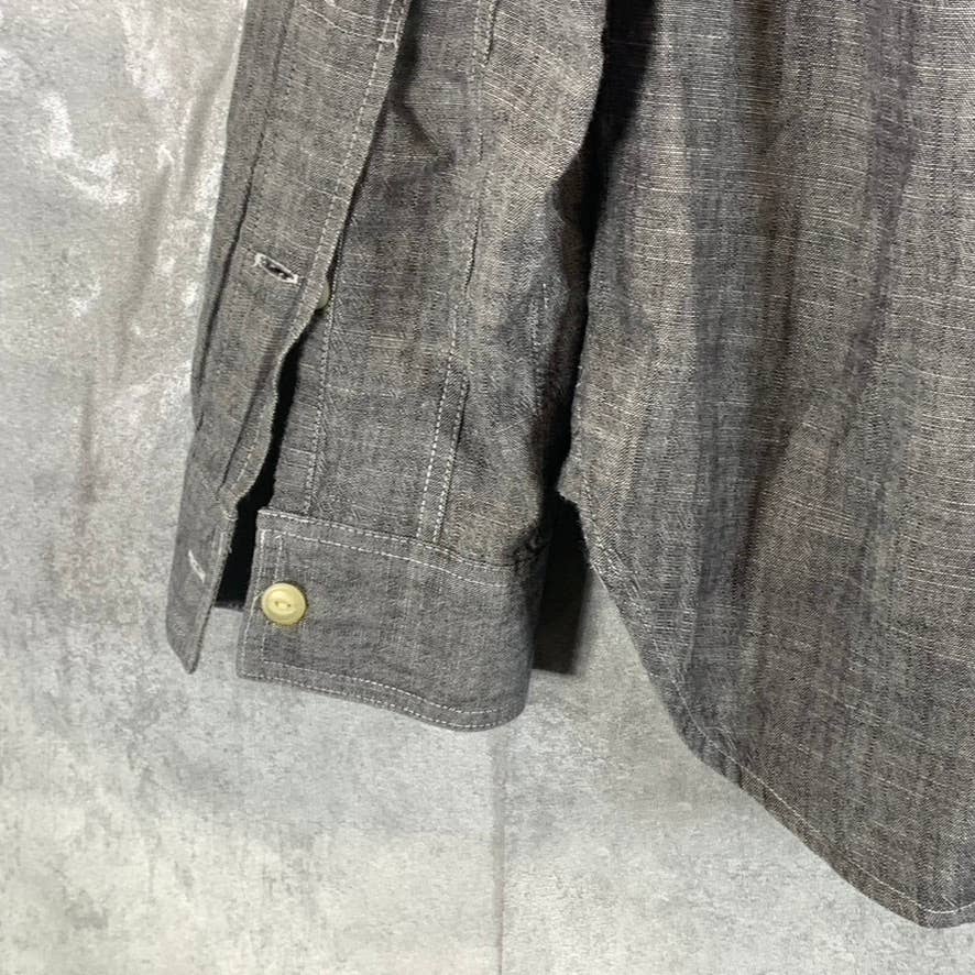 J.CREW FACTORY Men's Charcoal Chambray Regular-Fit Button-Up Workshirt SZ M