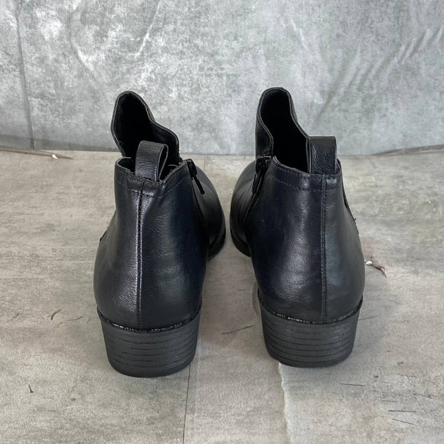 SUN+STONE Women's Black Cadee Memory Foam Slip-On Block Heel Ankle Booties SZ8.5