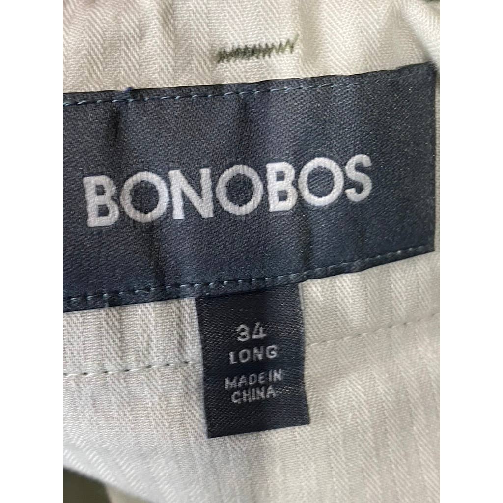 BONOBOS Men's Long Forest Green Adjustable Waist Straight-Leg Pants SZ 34L