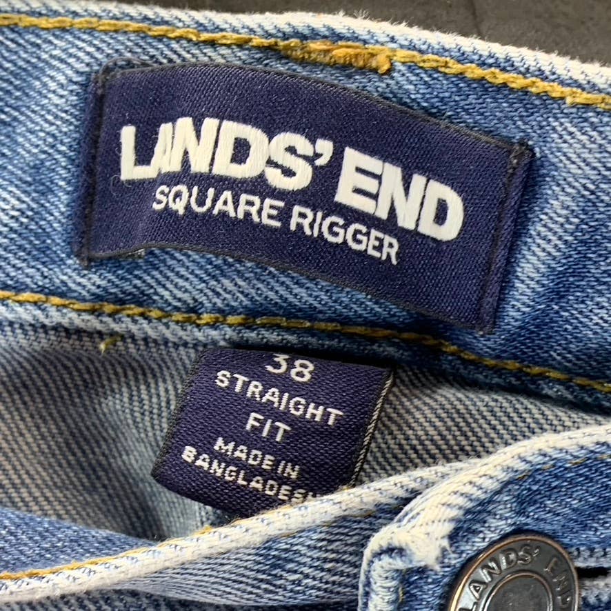LANDS' END Men's Stone Wash Square Rigger Straight-Fit Jeans SZ 38