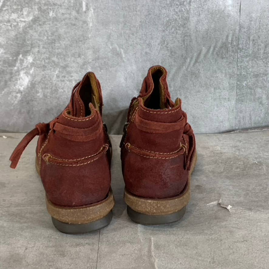 BORN Women's Dark Red Leather Wynter Round-Toe Side-Zip Ankle Boots SZ 7